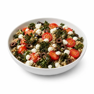 HelloFresh Kale Chip Quinoa Bowl with Olives Tomatoes and Feta Cheese