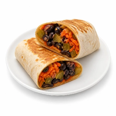 HelloFresh Kimchi Hot Sauce Burritos with Black Beans Carrots and Pickled Cucumbers
