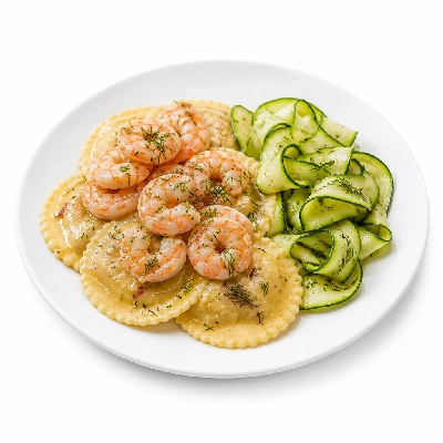HelloFresh Lemon Dill Lobster Ravioli and Shrimp with Marinated Zucchini Ribbons