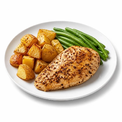 HelloFresh Lemon Peppercorn Chicken with Rosemary Garlic Roasted Potatoes and Green Beans