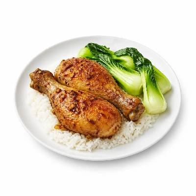 HelloFresh Lemongrass Chicken Legs over Jasmine Rice and Baby Bok Choy