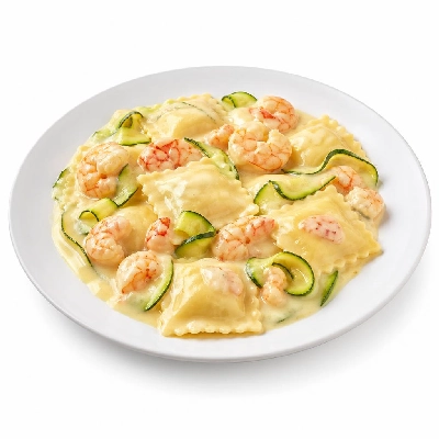 HelloFresh Lobster Ravioli and Shrimp in a Lemon Cream Sauce with Zucchini Ribbons