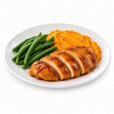 HelloFresh Maple-Glazed Chicken with Sweet Potato Mash and Green Beans
