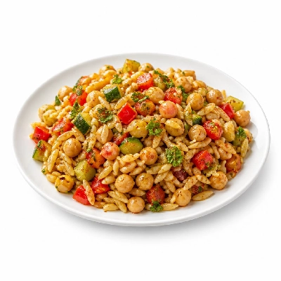 HelloFresh Mediterranean Chickpea Orzo with Mint Smoked Paprika and Veggies on Top