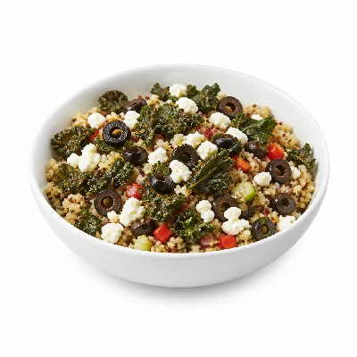 HelloFresh Mediterranean Quinoa Bowl with Kale Chips Olives and Feta