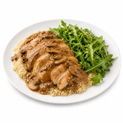HelloFresh Mushroom Gravy Chicken over Couscous with Lemony Arugula