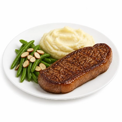 HelloFresh New York Strip Steak with Truffled Mashed Potatoes and Green Beans Amandine