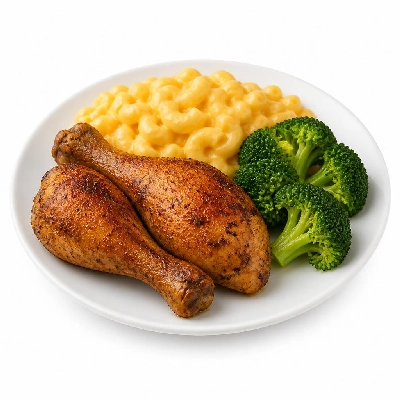 HelloFresh Oven-Baked Chicken Legs with Mac 'N' Cheese Broccoli and Ranch Spice