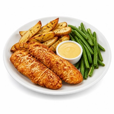 HelloFresh Parmesan Chicken Tenders with Rosemary Fries Green Beans and Honey Mustard Sauce