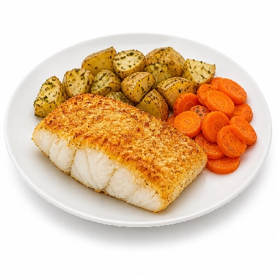 HelloFresh Parmesan-Crusted Cod with Herbed Potatoes and Carrots