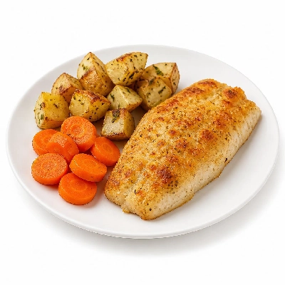 HelloFresh Parmesan-Crusted Fish with Herbed Potatoes and Carrots