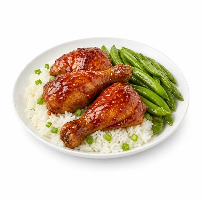 HelloFresh Pineapple Chipotle Chicken Legs over Scallion Lime Rice with Snap Peas