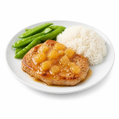 HelloFresh Pineapple Pork Chops with Snap Peas and Jasmine Rice