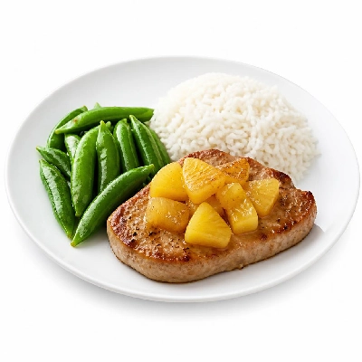 HelloFresh Pineapple Pork Chops with Sugar Snap Peas and Jasmine Rice