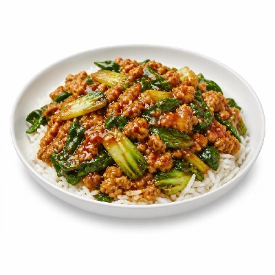 HelloFresh Pork and Thai Basil Stir-Fry with Bok Choy Basmati Rice Sriracha Lime Sauce