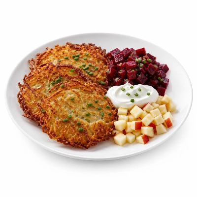 HelloFresh Potato Latkes & Marinated Beet Salad with Sour Cream Apples and Chives