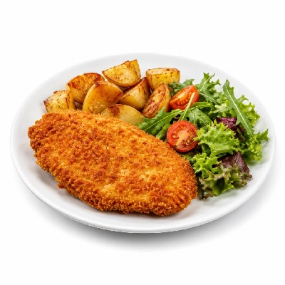 HelloFresh Presto Pesto Panko Chicken with a Green Salad and Roasted Potatoes