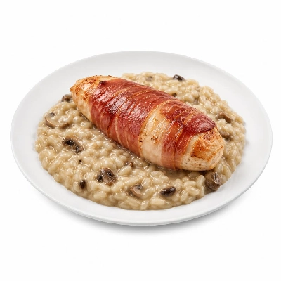HelloFresh Prosciutto-Wrapped Chicken over Truffled Mushroom Risotto