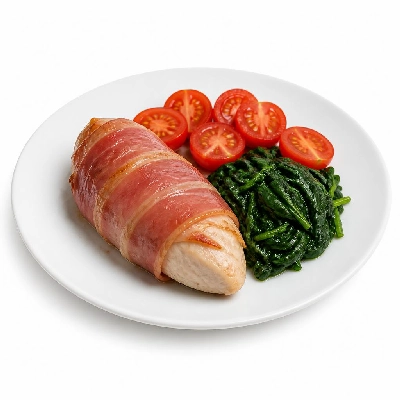 HelloFresh Prosciutto-Wrapped Chicken Saltimbocca with Garlic-Sage Spinach and Tomatoes