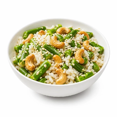HelloFresh Protein-Packed Rice Bowl with Cashews Sesame and Green Beans