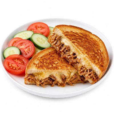 HelloFresh Pulled Pork Grilled Cheese Sandwiches with Cucumber Tomato Salad