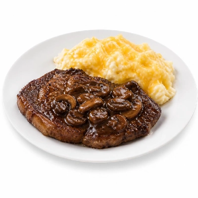 HelloFresh Rib-Eye Steak and Savory Mushroom Sauce with Cheesy Mashed Potatoes