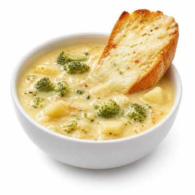 HelloFresh Roasted Broccoli and Potato Chowder with Pepper Jack Cheese and Garlic Toast