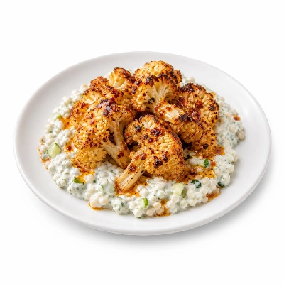 HelloFresh Roasted Cauliflower with Bulgur Tzatziki and Chili Cumin Oil