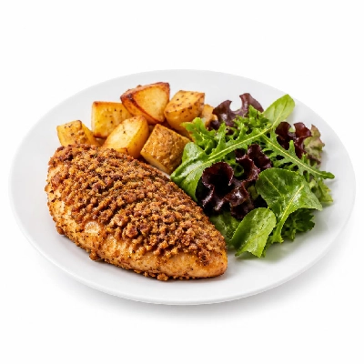 HelloFresh Rosemary-Walnut Crusted Chicken with Roasted Potatoes & Mixed Green Salad