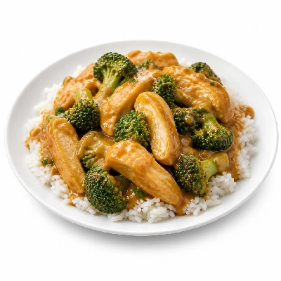 HelloFresh Satay Chicken Stir-Fry with Peanut Sauce and Broccoli over Rice