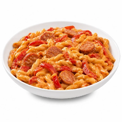 HelloFresh Sausage and Roasted Red Pepper Gemelli with Creamy Parmesan-Garlic Tomato Sauce