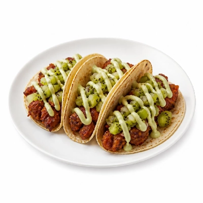 HelloFresh Seitan Tacos El Diablo with Kiwi Salsa and Lime Crema