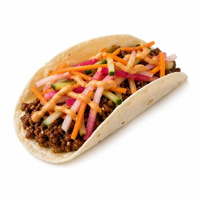HelloFresh Sesame Beef Tacos with Quick-Pickled Veggies and Spicy Crema