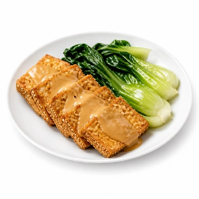 HelloFresh Sesame-Crusted Tofu with Spicy Peanut Butter Sauce & Garlic Bok Choy