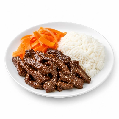 HelloFresh Sesame Honey Beef Stir-Fry with Carrot Ribbons and Jasmine Rice