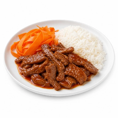 HelloFresh Sesame Sriracha Beef Stir-Fry with Carrot Ribbons and Jasmine Rice