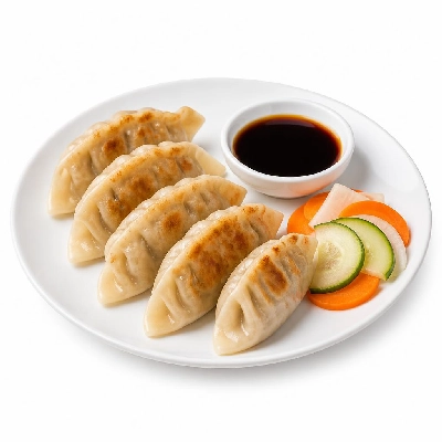 HelloFresh Seth's Asian Pork Dumplings with Quick-Pickled Veggie Salad and Soy Dipping Sauce
