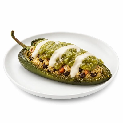 HelloFresh Seven Grain Chiles Rellenos with Avocado Salsa and Zesty Crema
