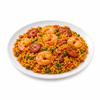 HelloFresh Shrimp and Chorizo Paella with Saffron Smoked Paprika Peas