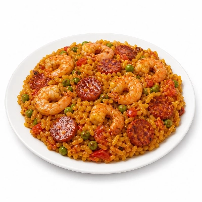 HelloFresh Shrimp and Chorizo Paella with Smoked Paprika Tomato Peas