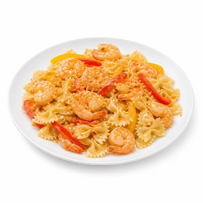 HelloFresh Shrimp Farfalle (Aka Butterfly Pasta) with Bell Pepper Lemon and Crispy Breadcrumbs