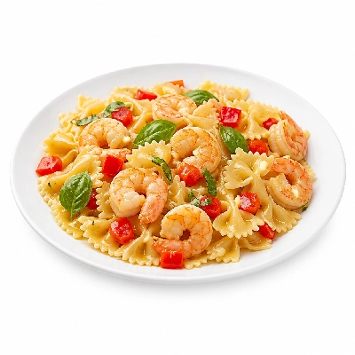 HelloFresh Shrimp Farfalle with Fire Roasted Red Pepper Lemon and Basil