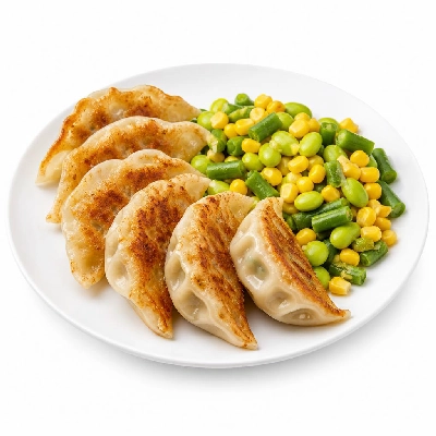 HelloFresh Shrimp Gyozas with Edamame Succotash