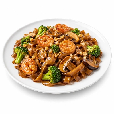 HelloFresh Shrimp Pad See Ew with Broccoli Mushrooms and Peanuts