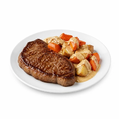 HelloFresh Sirloin Steak Provencal with Truffle Cream Roasted Carrots and Potatoes