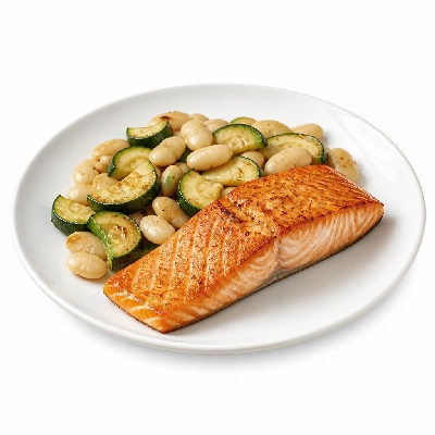 HelloFresh Slammin' Lemon Salmon with Warm Butter Bean and Zucchini Salad