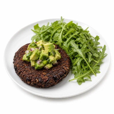 HelloFresh Smoky Black Bean Cakes with Avocado Salsa and Tangy Arugula Salad