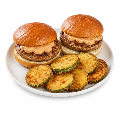 HelloFresh Southwestern Pork Burgers with Chipotle Sauce and Breaded Zucchini