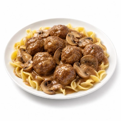 HelloFresh Spiced Swedish Meatballs with Roasted Mushrooms and Egg Noodles