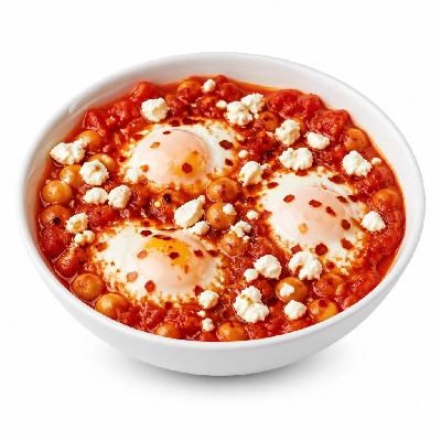 HelloFresh Spicy Shakshuka with Chickpeas Feta Cheese and Chili Flakes